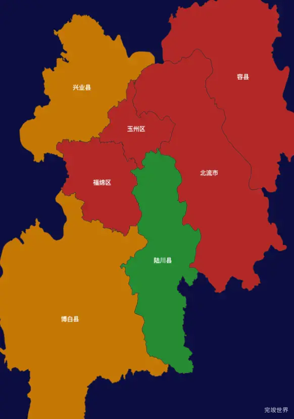 echarts玉林市地区地图geoJson数据